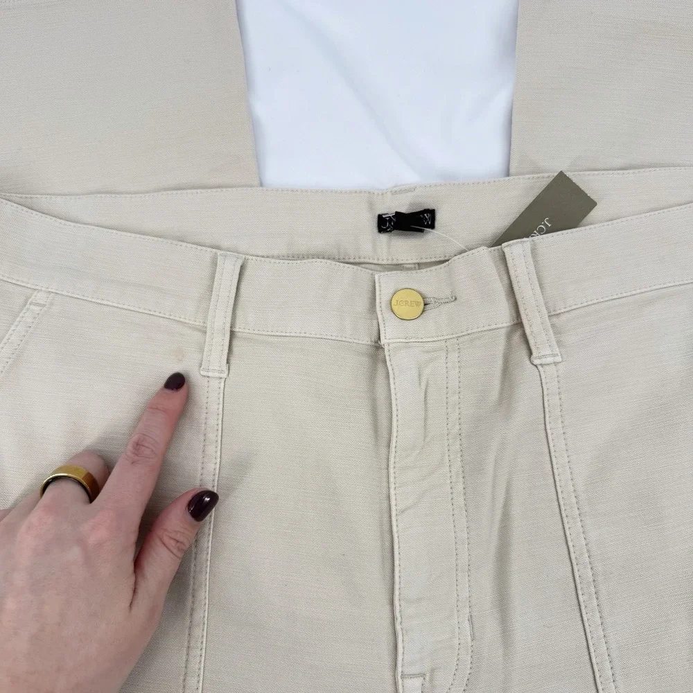 J. Crew Sz 32 Camp Pocket Wide Leg‎ Pants in "Natural"Stretch Cotton Preppy - Picture 10 of 10